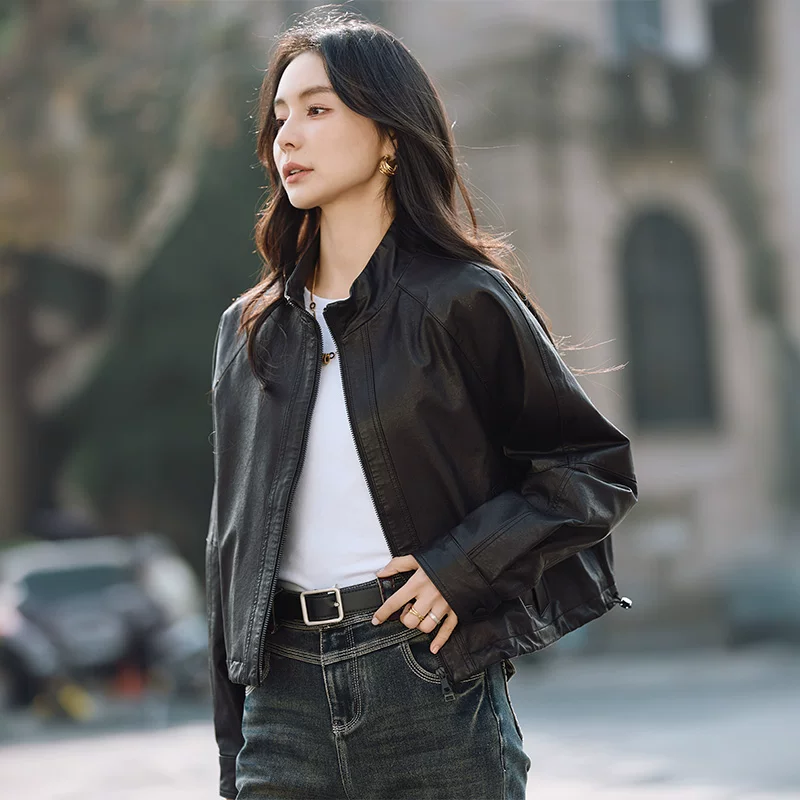 Vegetable tanned biker leather jacket